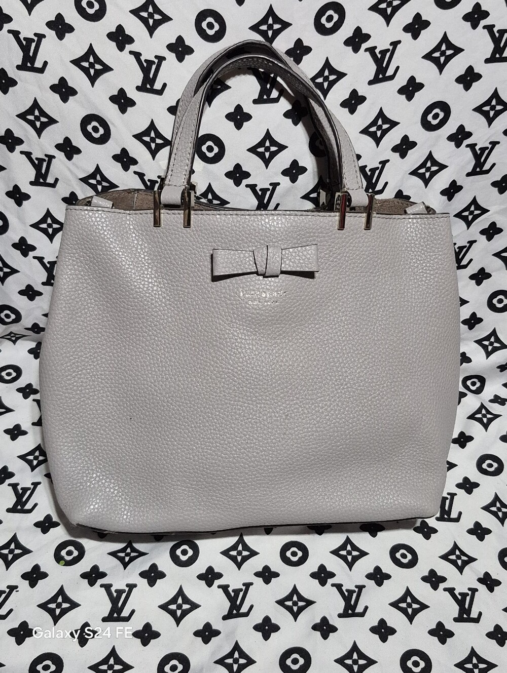 kate spade Pebbled Leather Satchel in Light Gray